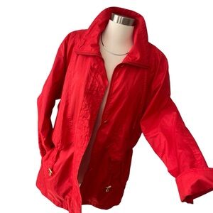 Vintage 90s Cambridge bright red coral rain parka M